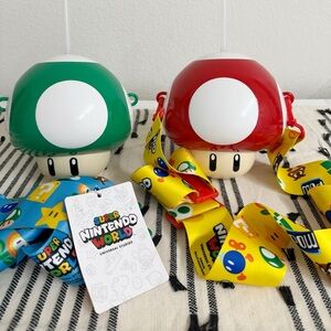 Super Nintendo World Mushroom Drink Bottle Set of 2 Universal Hollywood
